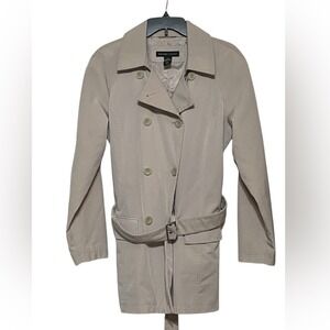 New York & Company‎ Large Trench Coat Belted Double Breasted Beige Womens *READ*